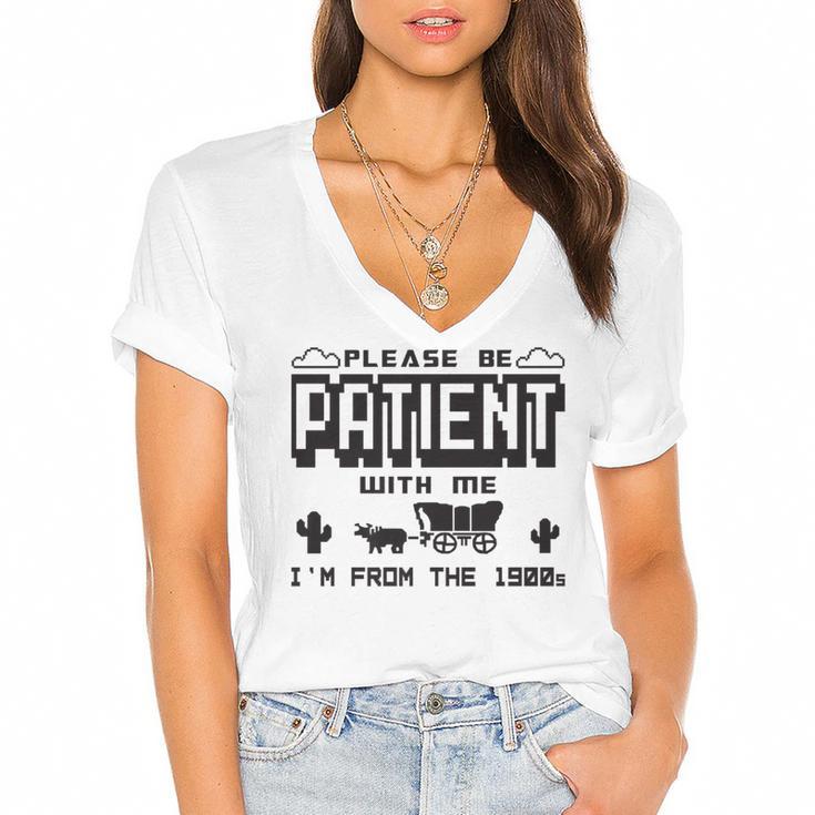 Retro Please Be Patient With Me I'm From The 1900s Premium Women's Jersey Short Sleeve Deep V-Neck Tshirt Retro Please Be Patient With Me I'm From The 1900s Premium Women's Jersey Short Sleeve Deep V-Neck Tshirt