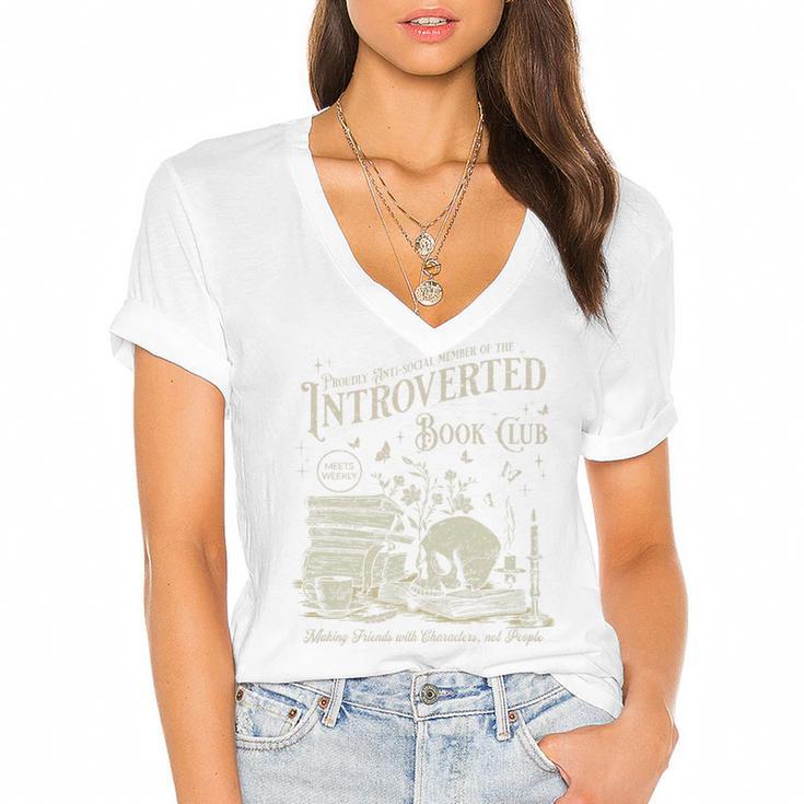 Retro Proud Anti Social Member Of Introverted Book Club Premium Tri-Blend Women's Jersey Short Sleeve Deep V-Neck Tshirt				