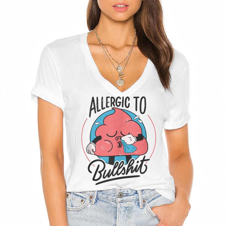 Retro Toon Introvert Sarcasm Anti-Social Nihilism Women's Jersey Short Sleeve Deep V-Neck Tshirt