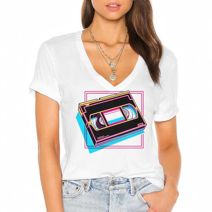 Retro VHS Vaporwave Video Cassette Nostalgia Geek Chic Premium Tri-Blend Women's Jersey Short Sleeve Deep V-Neck Tshirt Retro VHS Vaporwave Video Cassette Nostalgia Geek Chic Premium Tri-Blend Women's Jersey Short Sleeve Deep V-Neck Tshirt