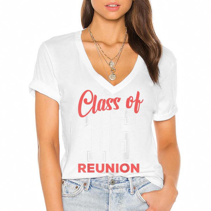 Reunion 2016 Class Of 2016 Matching Graduation High School Women's Jersey Short Sleeve Deep V-Neck Tshirt				