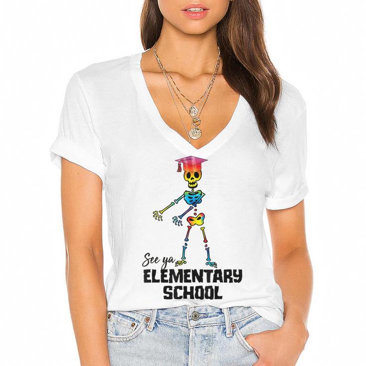 See Ya Elementary School Shirt Tie Dye Graduation Tee Women's Jersey Short Sleeve Deep V-Neck Tshirt				