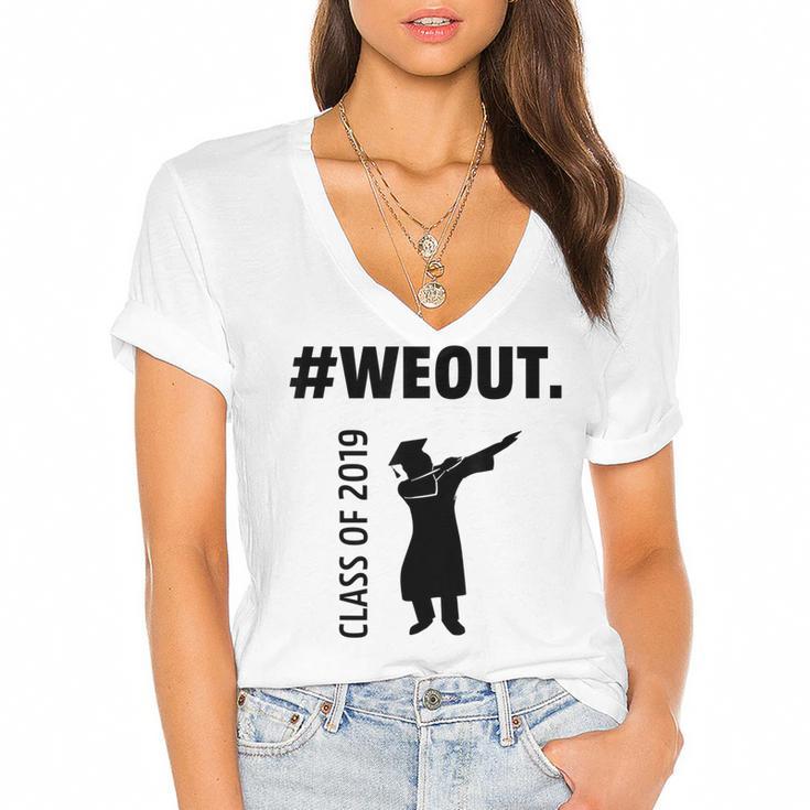 Senior 2019 Grad College High School Graduation Women's Jersey Short Sleeve Deep V-Neck Tshirt				