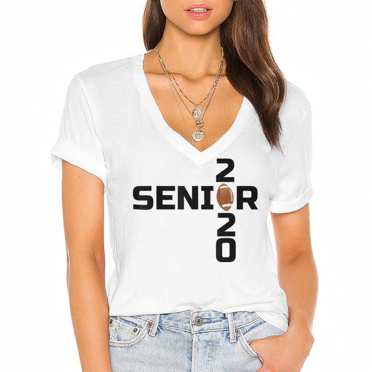 Senior 2020 Football Graduation Shirt Women's Jersey Short Sleeve Deep V-Neck Tshirt				
