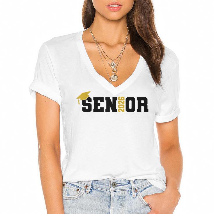 Senior 2026 Graduation 2026 Class Senior 2026 Grad Women's Jersey Short Sleeve Deep V-Neck Tshirt				
