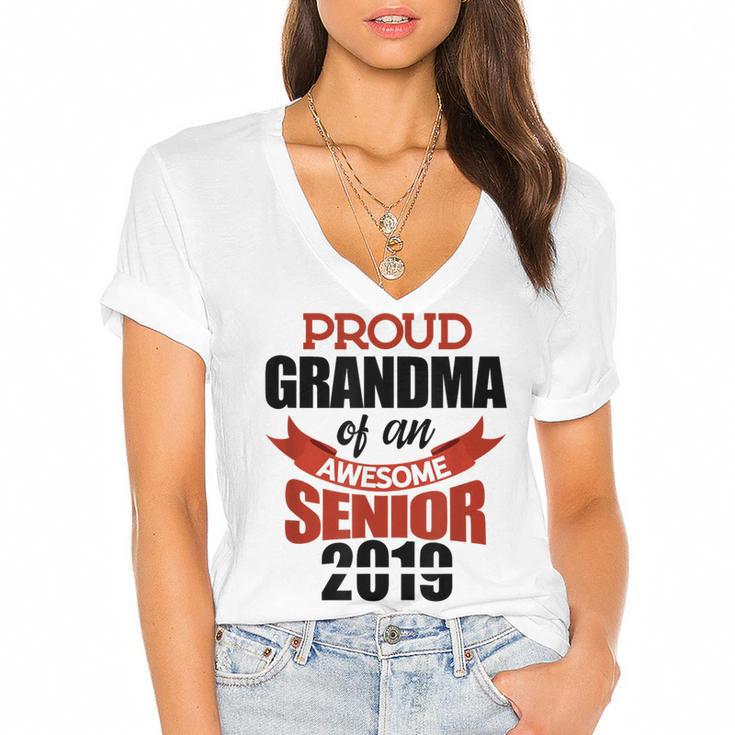Senior Class Of 2019 Tshirt Graduation Awesome Grandma Women's Jersey Short Sleeve Deep V-Neck Tshirt				