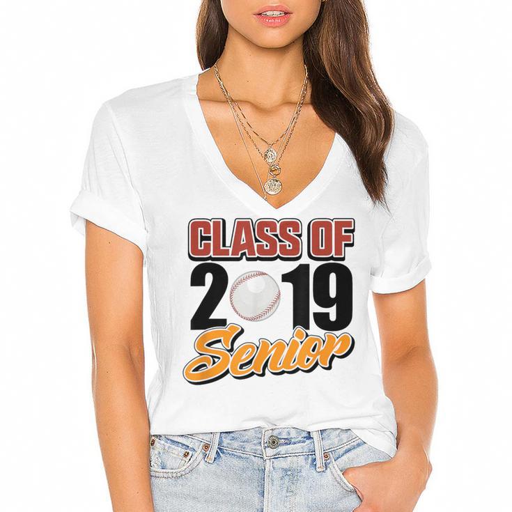 Senior Class Of 2019 Tshirt Graduation School Baseball Women's Jersey Short Sleeve Deep V-Neck Tshirt				