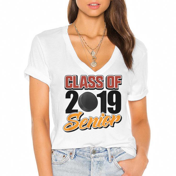 Senior Class Of 2019 Tshirt Graduation Students Hockey Women's Jersey Short Sleeve Deep V-Neck Tshirt				