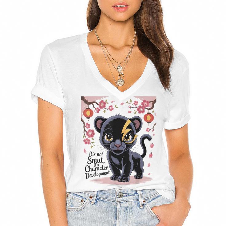 Spicy Romance Character Development Book Reader Design Women's Jersey Short Sleeve Deep V-Neck Tshirt				