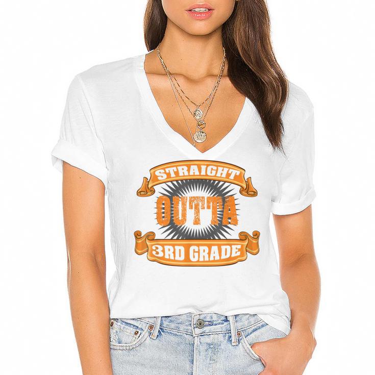 Straight Outta 3rd GradeShirt Third Graduation Boys Girls Women's Jersey Short Sleeve Deep V-Neck Tshirt