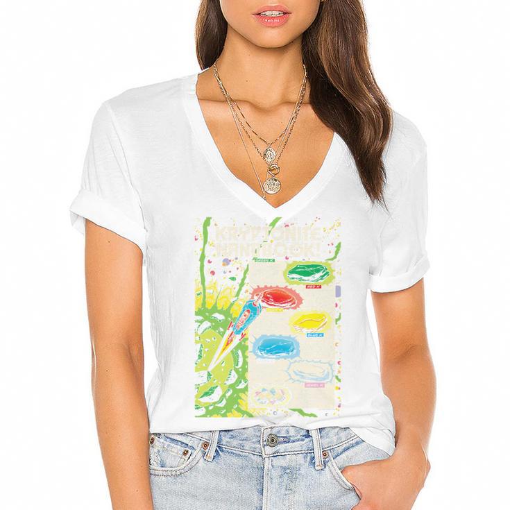 Superman Kryptonite Handbook Premium Tri-Blend Women's Jersey Short Sleeve Deep V-Neck Tshirt				