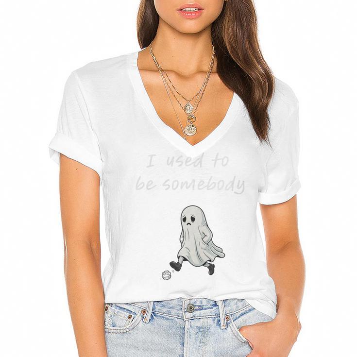 I Used To Be Somebody Nostalgia Halloween Spooky Season Premium Tri-Blend Women's Jersey Short Sleeve Deep V-Neck Tshirt