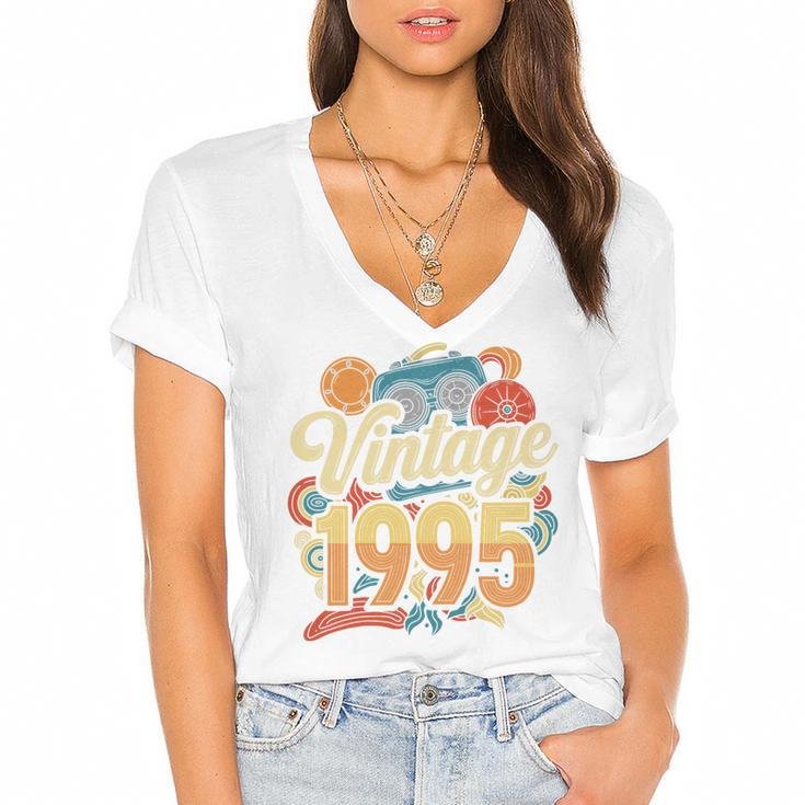 Vintage 1995 Retro Classic 90s Nostalgia Throwback Vibe Premium Tri-Blend Women's Jersey Short Sleeve Deep V-Neck Tshirt