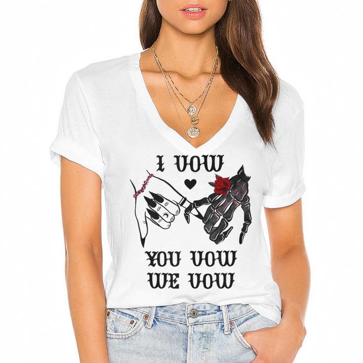 I Vow You Vow We Vow Merch Dark Romance Smutty Book Smutt Women's Jersey Short Sleeve Deep V-Neck Tshirt
