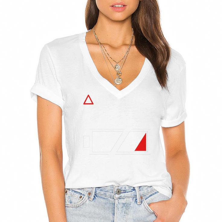 Warning Social Battery Is Low Introvert Shirt Women's Jersey Short Sleeve Deep V-Neck Tshirt