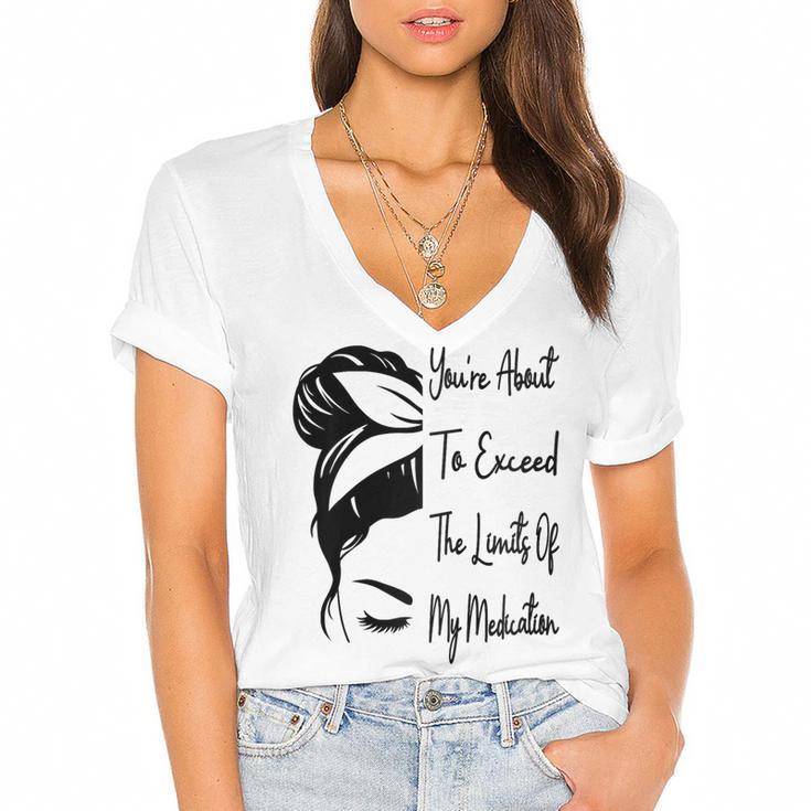 You'Re About To Exceed The Limits Of My Medication Introvert Raglan Baseball Tee Women's Jersey Short Sleeve Deep V-Neck Tshirt