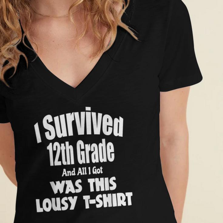 12th Grade GraduationShirt Grad Graduate Education Women's Jersey Short Sleeve Deep V-Neck Tshirt