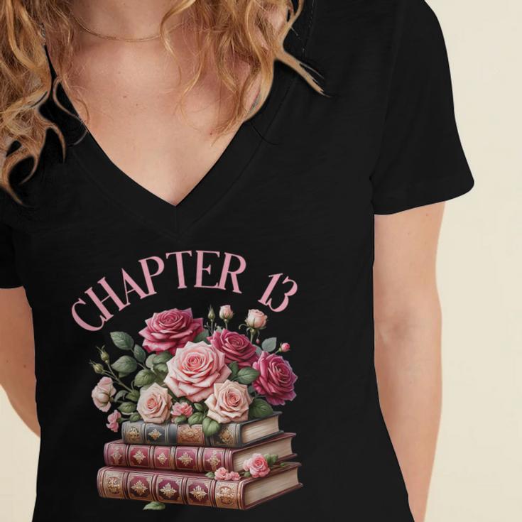 13th Birthday Chapter 13 Birthday Shirt Girls Book Lover Women's Jersey Short Sleeve Deep V-Neck Tshirt