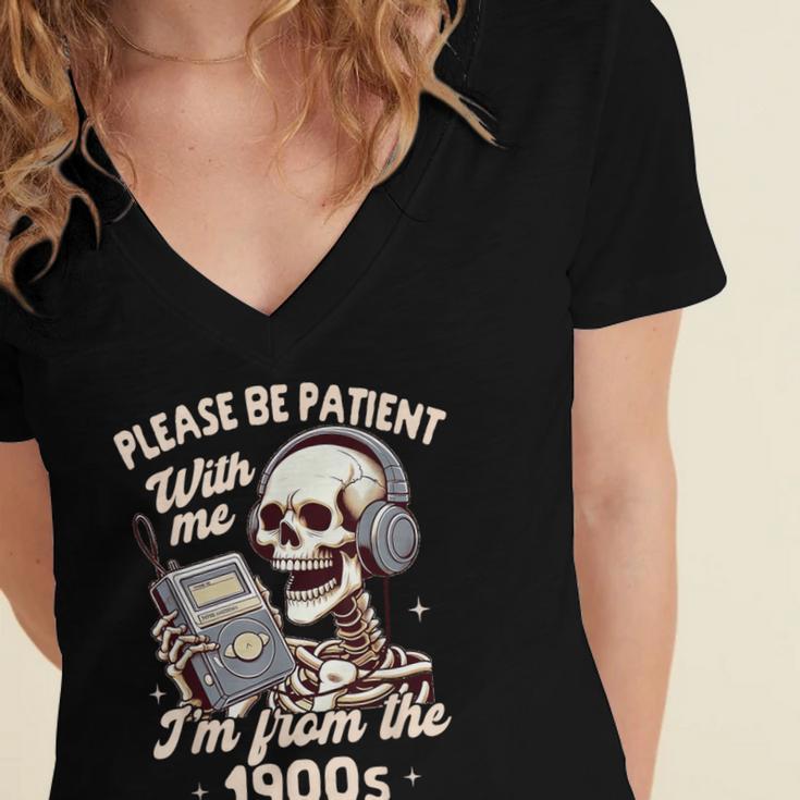 1900s Sarcasm Humor Be Patient With Me I'm From The 1900s Women's Jersey Short Sleeve Deep V-Neck Tshirt 1900s Sarcasm Humor Be Patient With Me I'm From The 1900s Women's Jersey Short Sleeve Deep V-Neck Tshirt