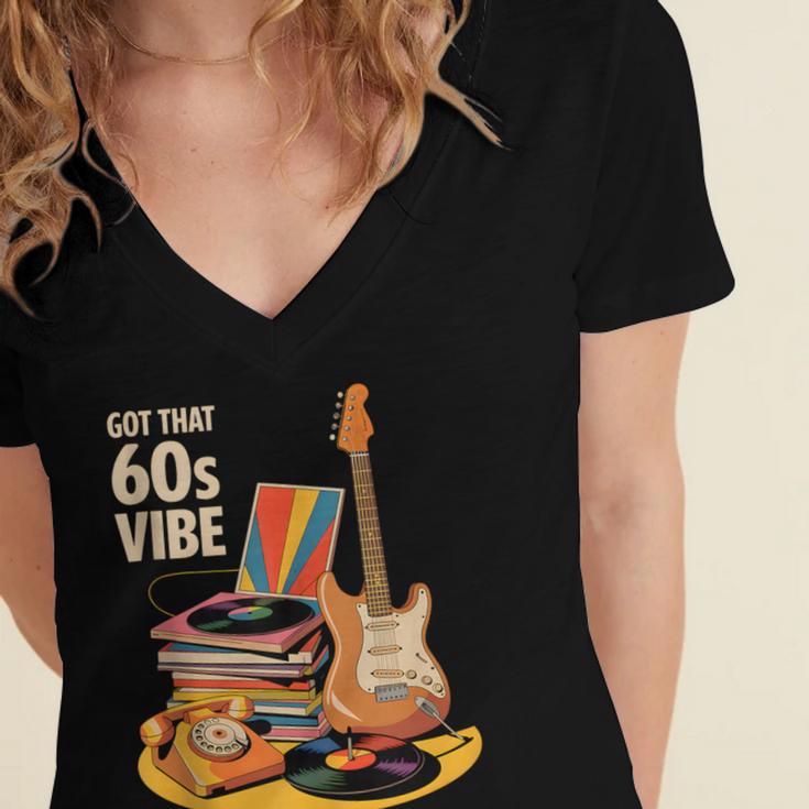 1960s 60s Reunion Nostalgia Memories Music School Grew Up Women's Jersey Short Sleeve Deep V-Neck Tshirt
