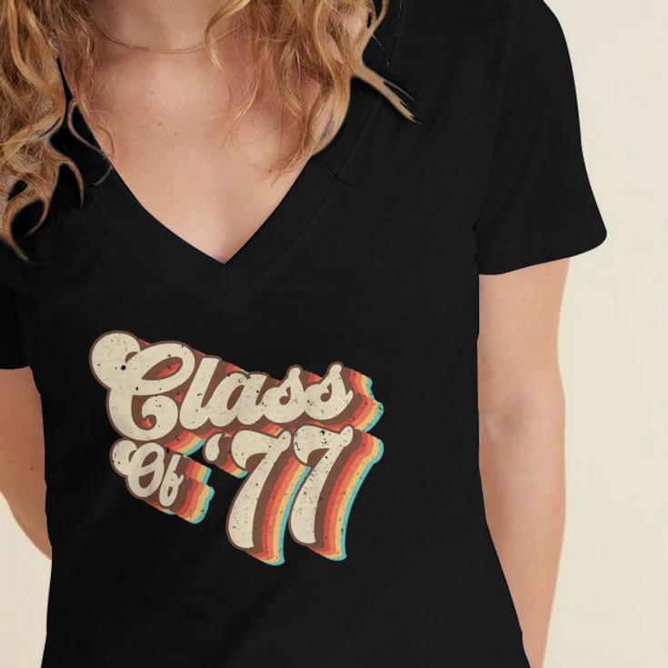 1977 Class Reunion Retro Class Of 77 High School Graduation Women's Jersey Short Sleeve Deep V-Neck Tshirt