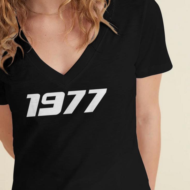 1977 Printed For 70's Birthdays Events Graduations T-Shirt Women's Jersey Short Sleeve Deep V-Neck Tshirt