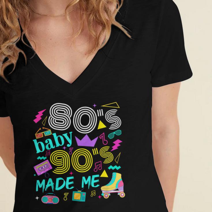1980s 80's Baby 1990s 90's Made Me Birthday Nostalgia Vibes Women's Jersey Short Sleeve Deep V-Neck Tshirt 1980s 80's Baby 1990s 90's Made Me Birthday Nostalgia Vibes Women's Jersey Short Sleeve Deep V-Neck Tshirt