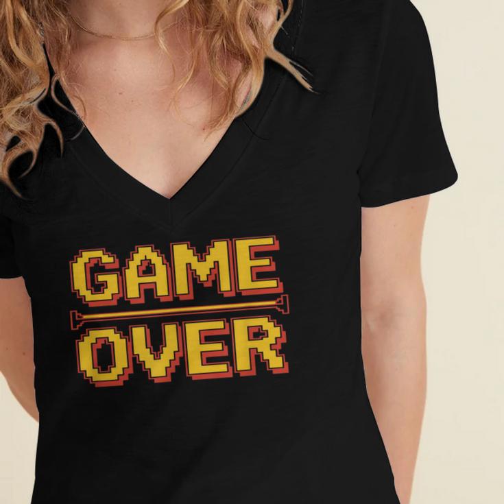 1980s Nostalgia Arcade Gamer Retro Video Game Novelty Women's Jersey Short Sleeve Deep V-Neck Tshirt