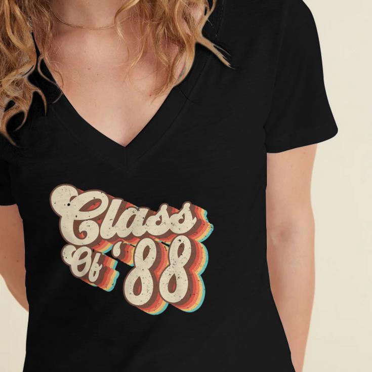 1988 Class Reunion Retro Class Of 88 High School Graduation Women's Jersey Short Sleeve Deep V-Neck Tshirt
