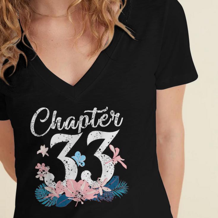 1988 Happy Birthday Chapter 33 Year Old Women Book Lover Women's Jersey Short Sleeve Deep V-Neck Tshirt