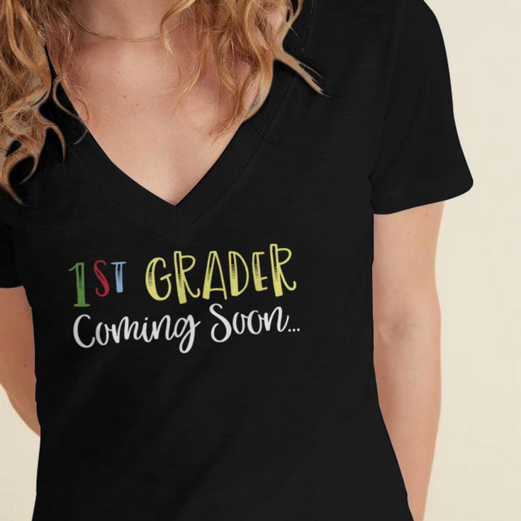 1st Grader Coming Soon Kindergarten Graduation Women's Jersey Short Sleeve Deep V-Neck Tshirt