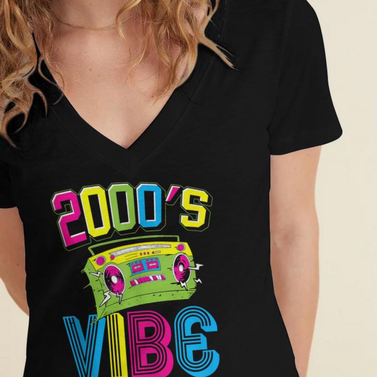 2000's Vibe Hip Hop Costume Early 2000s Party Nostalgia Women's Jersey Short Sleeve Deep V-Neck Tshirt