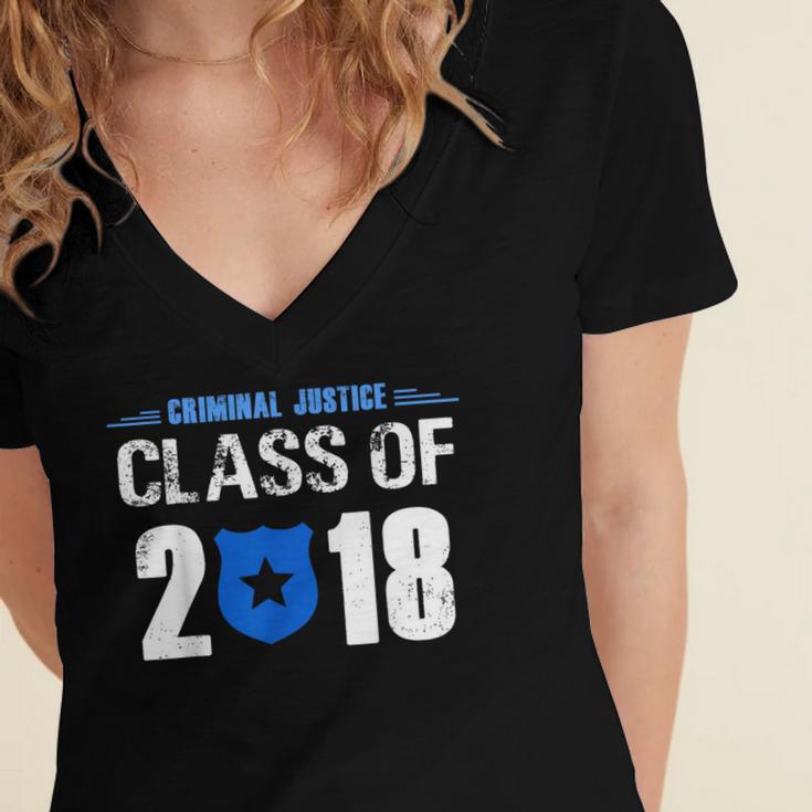 2018 Criminal Justice Graduation Shirt Criminal Justice Women's Jersey Short Sleeve Deep V-Neck Tshirt