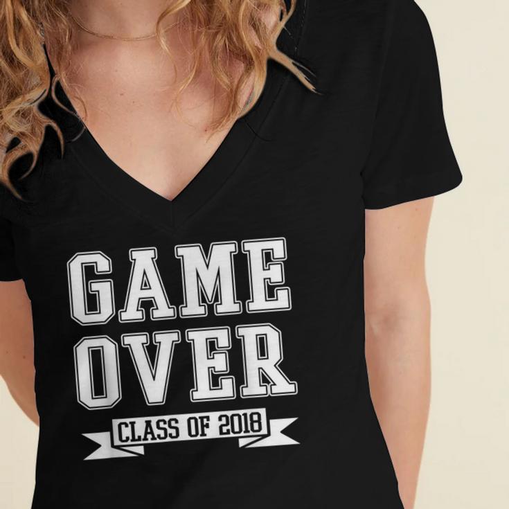 2018 Game Over College High School Graduation Senior Shirt Women's Jersey Short Sleeve Deep V-Neck Tshirt