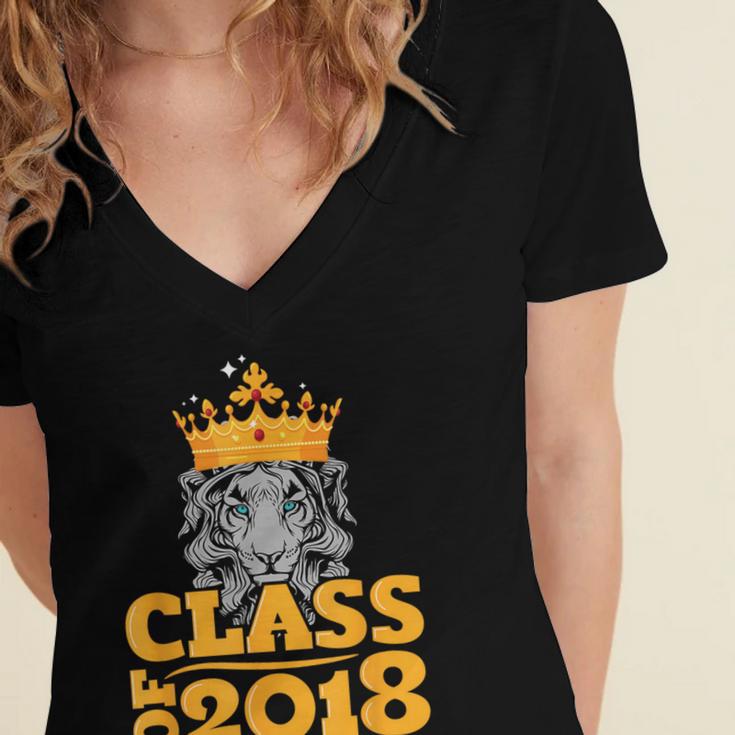 2018 Graduation Class Of 2018 KingShirt Women's Jersey Short Sleeve Deep V-Neck Tshirt