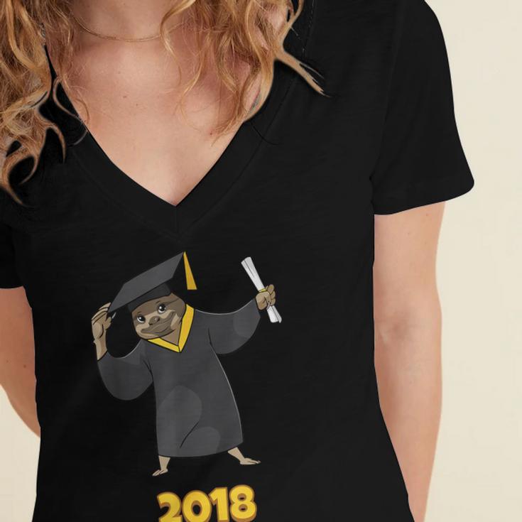 2018 Graduation Shirts Sloth Lovers For Women Teens Women's Jersey Short Sleeve Deep V-Neck Tshirt