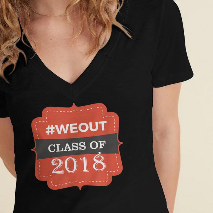 We Out 2018 Graduation Shirts Women's Jersey Short Sleeve Deep V-Neck Tshirt