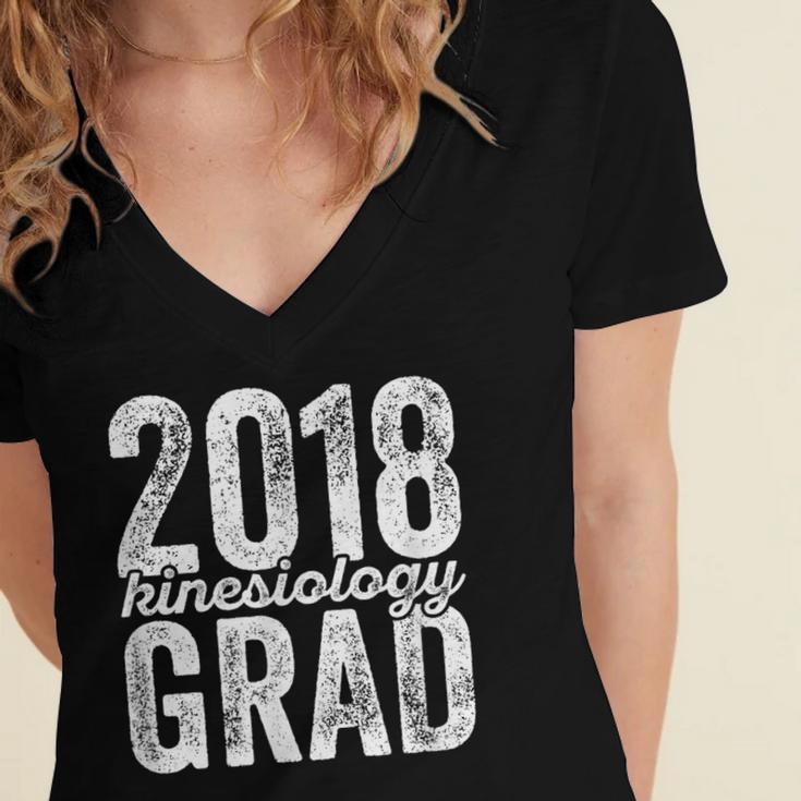 2018 Kinesiology Graduation Exercise Graduate Degree Women's Jersey Short Sleeve Deep V-Neck Tshirt