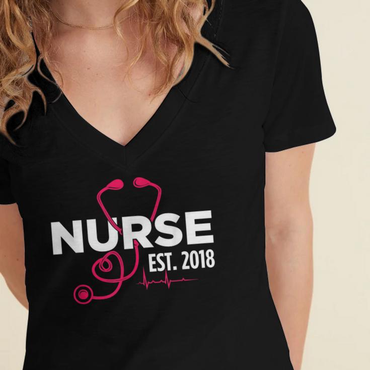 2018 Nursing School Graduation New Nurse Shirt Women's Jersey Short Sleeve Deep V-Neck Tshirt