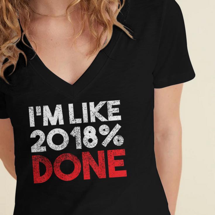 2018 Percent Done Senior Graduation Shirt Women's Jersey Short Sleeve Deep V-Neck Tshirt
