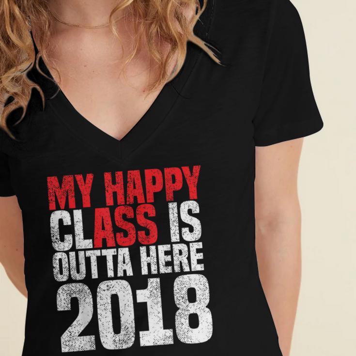 2018 Senior Graduation My Happy Class Shirt Women's Jersey Short Sleeve Deep V-Neck Tshirt