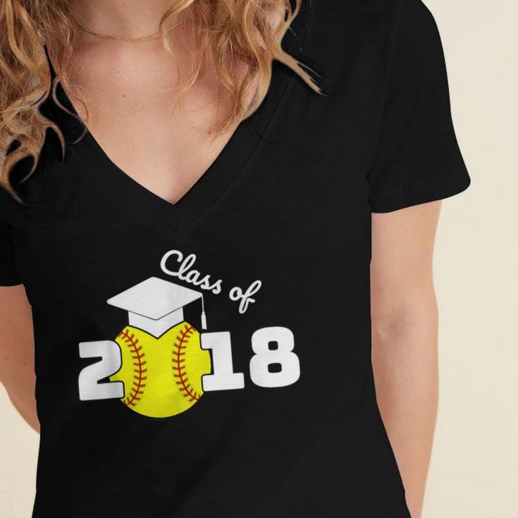 2018 Softball Senior Graduation Shirt For Girls Grad Women's Jersey Short Sleeve Deep V-Neck Tshirt