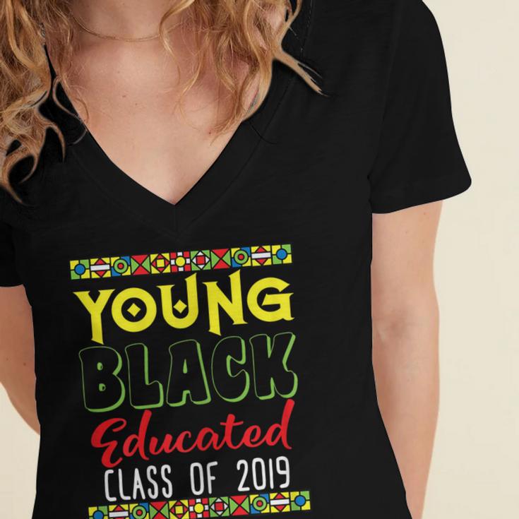 2019 African American High School Graduation SeniorShirt Women's Jersey Short Sleeve Deep V-Neck Tshirt