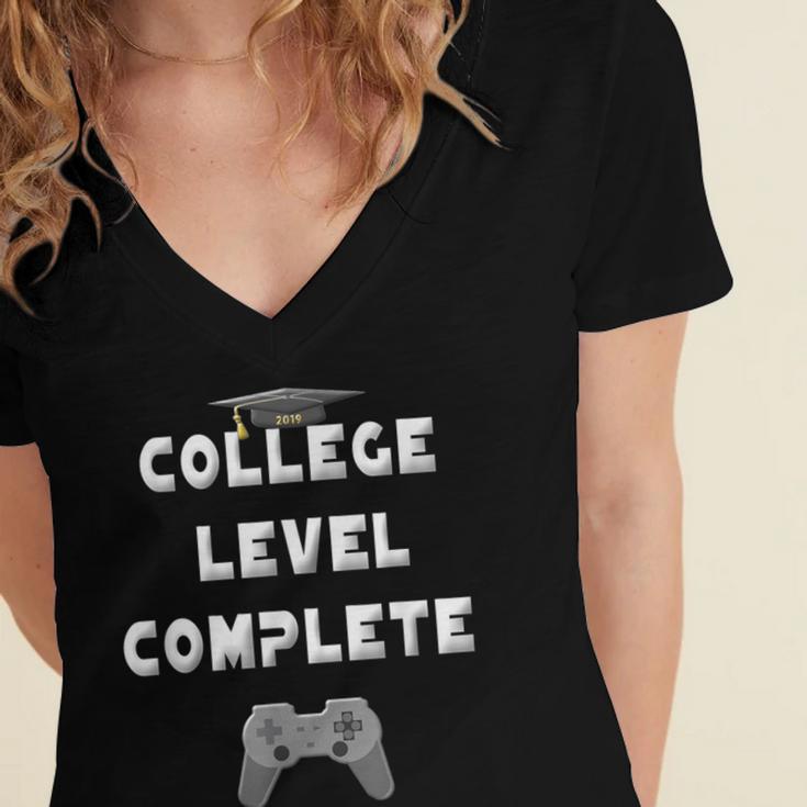 2019 College Level Complete Gamer Graduation Shirts Women's Jersey Short Sleeve Deep V-Neck Tshirt