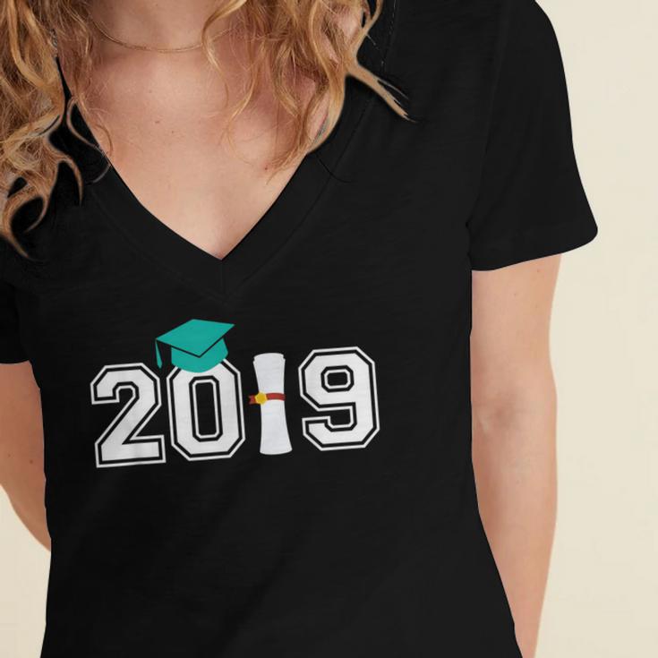 2019 Graduate Graduation Shirt For Senior 2019 Women's Jersey Short Sleeve Deep V-Neck Tshirt
