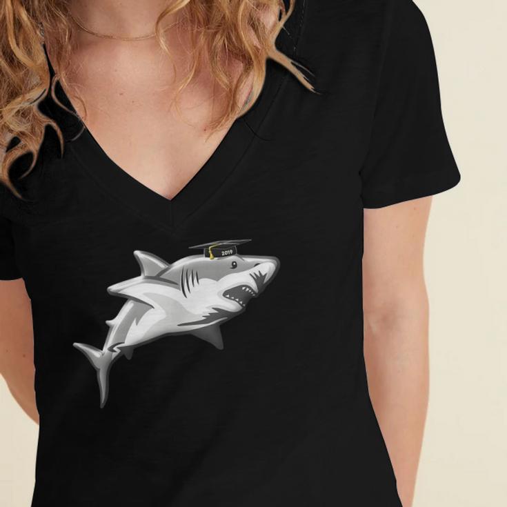2019 Graduation SharkShirt High School College Grad Women's Jersey Short Sleeve Deep V-Neck Tshirt