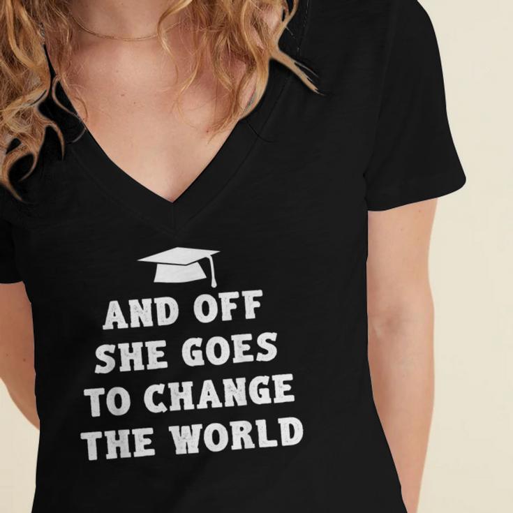 2019 Inspirational Graduation For Her Women's Jersey Short Sleeve Deep V-Neck Tshirt
