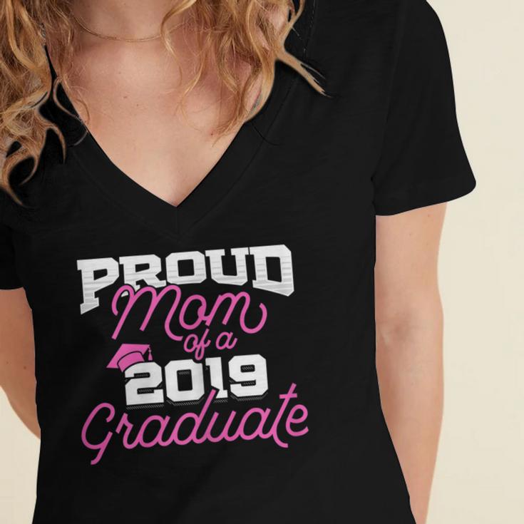 2019 Mom Graduation Women's Jersey Short Sleeve Deep V-Neck Tshirt