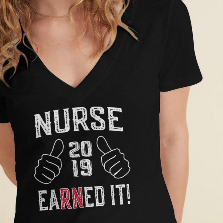 2019 Nurse RN Graduation Women's Jersey Short Sleeve Deep V-Neck Tshirt