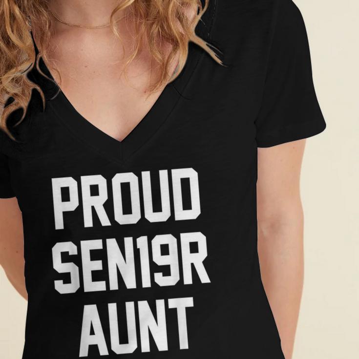 2019 Senior Aunt SEN19R Class Graduation PartyShirt Women's Jersey Short Sleeve Deep V-Neck Tshirt